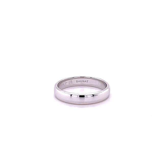 Wedding ring with a slightly domed surface of 4.00 mm in white gold