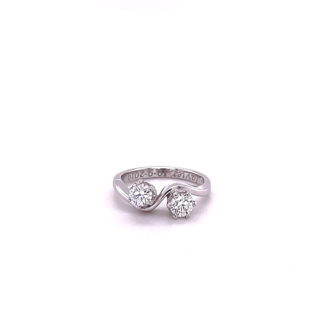 0.50 carat bague Toi et Moi en platine et diamants