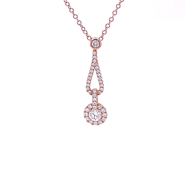 0.45 carat diamond necklace in red gold