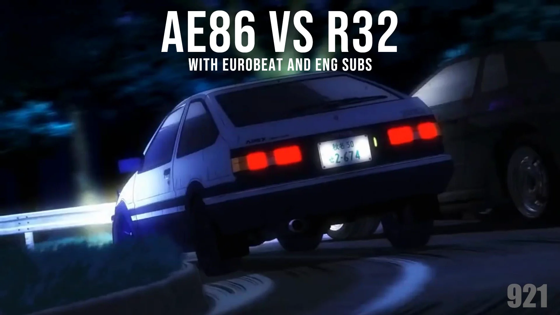 Takumi AE86 VS Takeshi R32 - INITIAL D LEGEND 2 DUBLADO(+eurobeat
