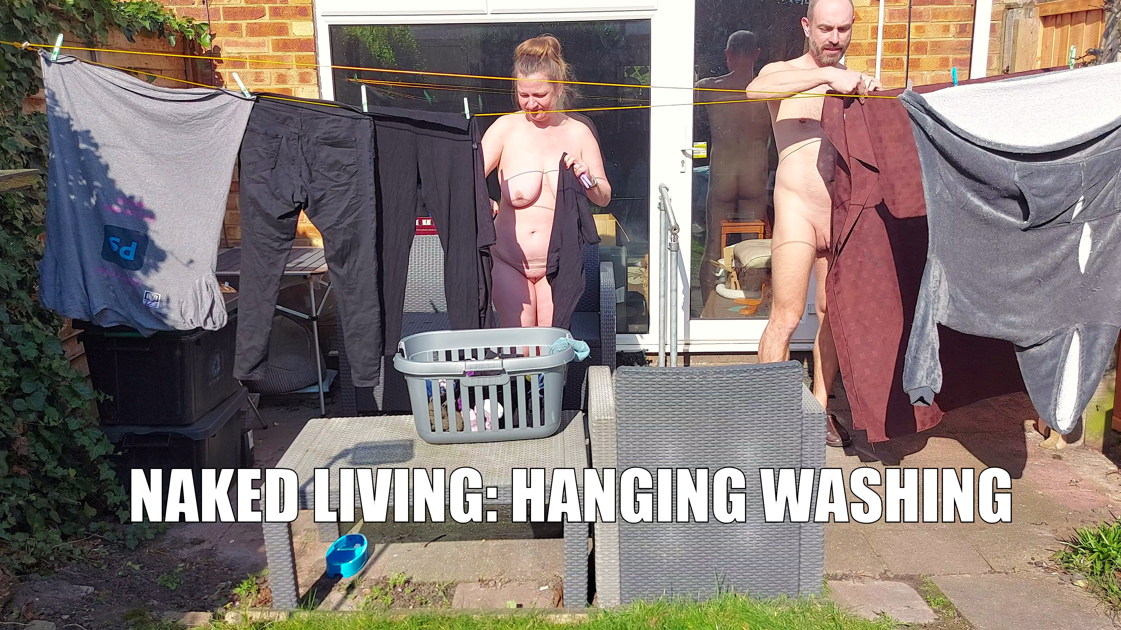 Naked living: Hanging the washing