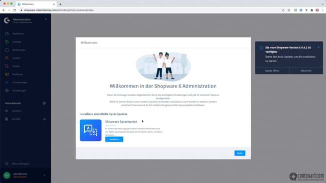 Erste Anmeldung am Backend