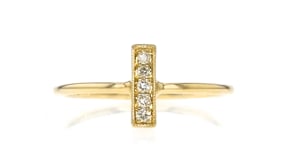 Diamond-Accented Bar Ring in 14kt Yellow Gold