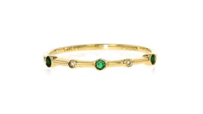 Emerald- and Diamond-Accented Ring 14kt Yellow Gold