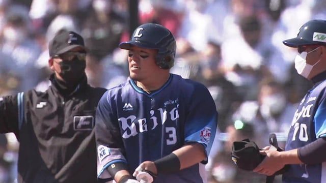 【3回表】強烈な打球!! ライオンズ・山川穂高 レフトへタイムリーヒット!! 2022年3月12日 千葉ロッテマリーンズ 対 埼玉西武ライオンズ