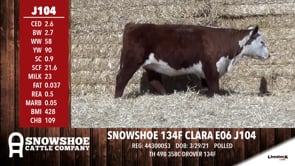 Lot #J104 - SNOWSHOE 134F CLARA E06 J104