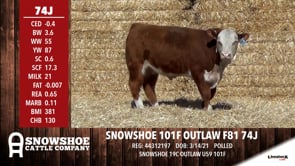 Lot #74J - SNOWSHOE 101F OUTLAW F81 74J