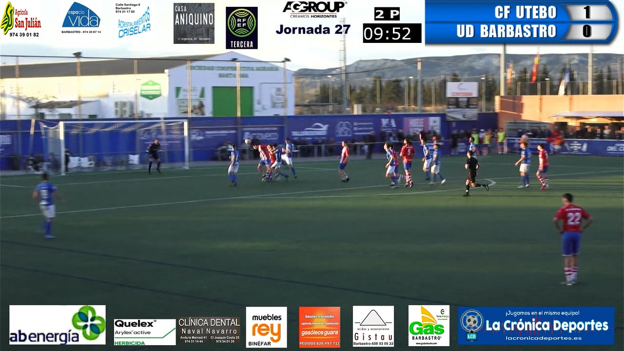 (RESUMEN y GOLES) CF Utebo 2-1 UD Barbastro / Jornada 27 / 3ª División