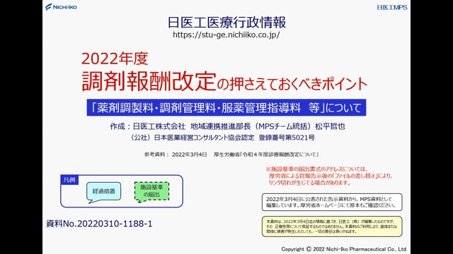 2022年度 調剤報酬改定セミナー_分割 ② 薬剤調整料・調剤管理料・服薬