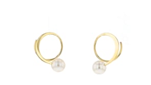 5.5-6mm Cultured Pearl Spiral Hoop Earrings in 14kt Yellow Gold