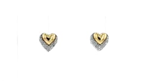 10 ct. t.w. Diamond Double-Heart Stud Earrings in Sterling Silver and 14kt Yellow Gold