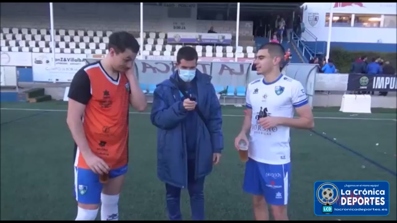 Declaraciones de Dani Rivares, Juan Mamblona y Jorge Juan, tras ascender a 1ª Regional Fuente: Youtube SD Borja