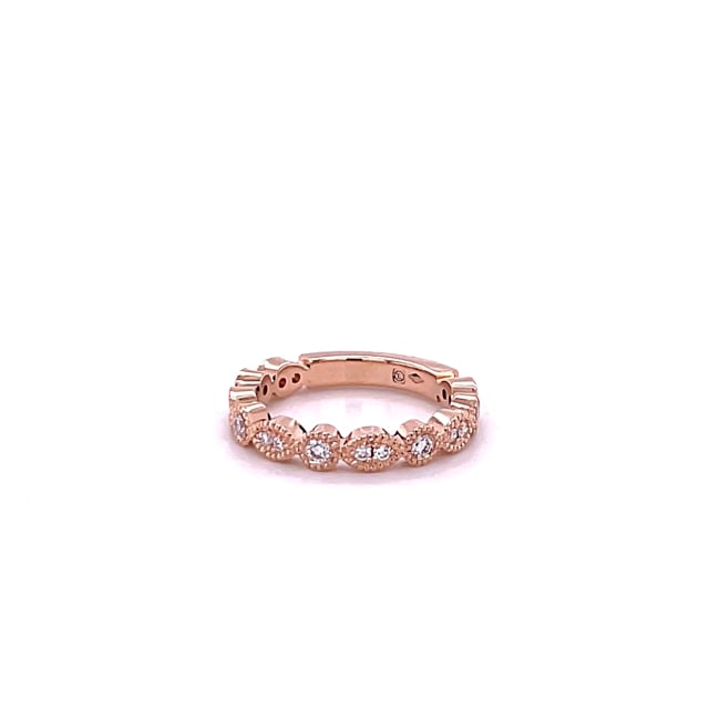 0.30克拉可疊戴玫瑰金鑽石永恆戒指 - 欖尖形設計