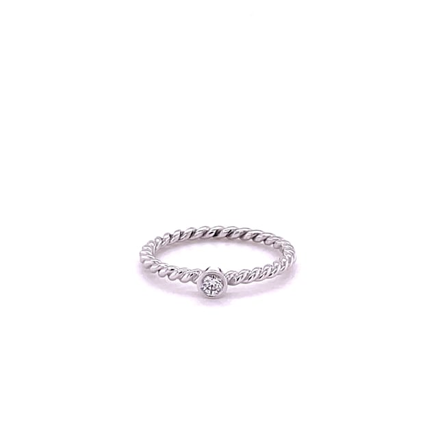 0.07 carat diamond stackable twisted ring in white gold