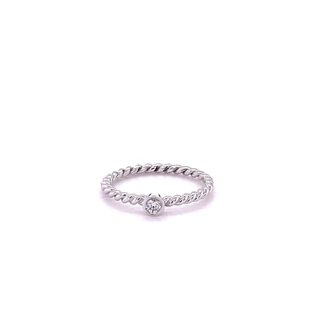 0.07 carat bague superposable tressée en or blanc avec diamant