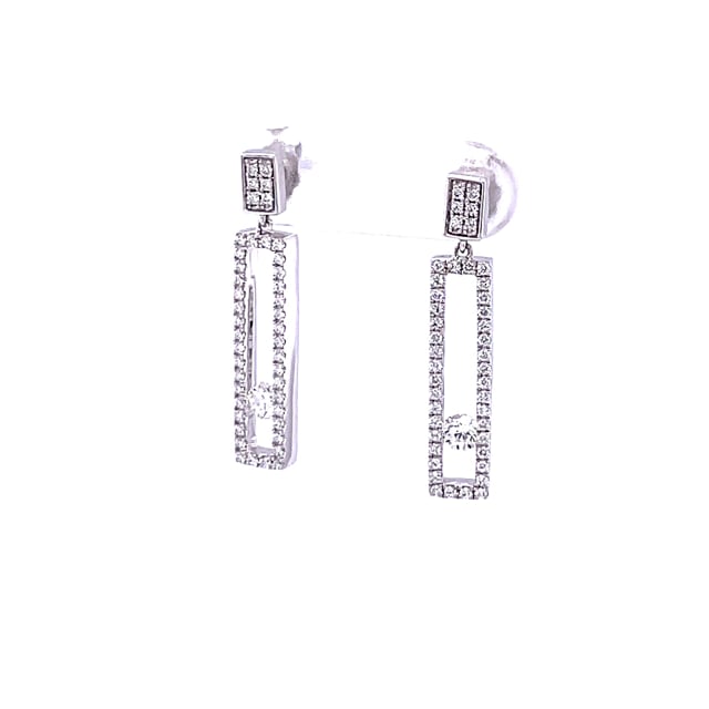 0.55 carat boucles d’oreilles en or blanc avec diamants ronds flottants