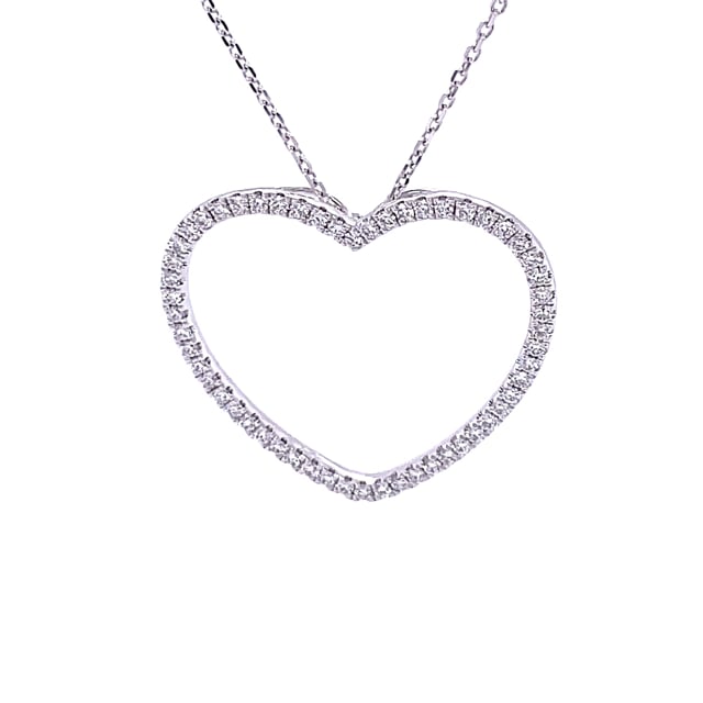 0.75 carat diamond heart shaped pendant in white gold