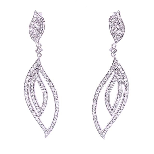 2.35 carat diamond leaf earrings in white gold