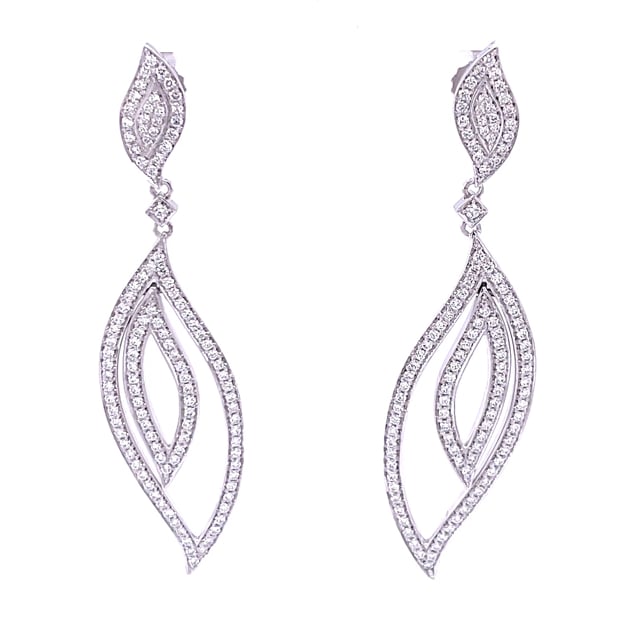 2.35 carat boucles d’oreilles feuilles en or blanc et diamants