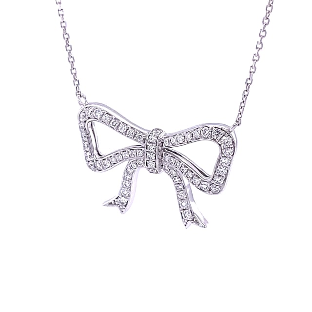 Necklace with diamond bow in white gold