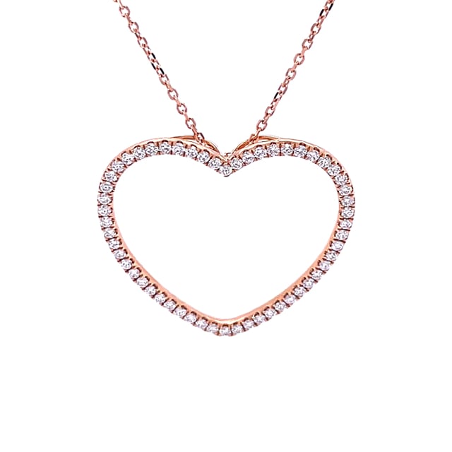 0.75 carat diamond heart shaped pendant in red gold