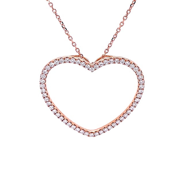 0.75 carat diamond heart shaped pendant in red gold