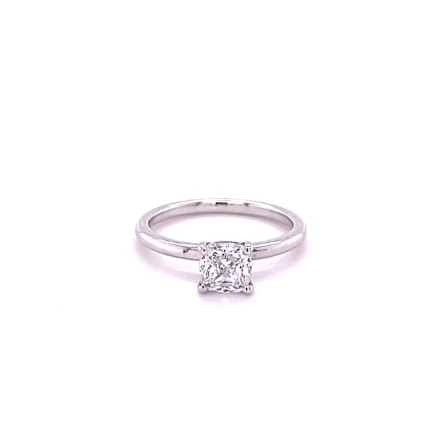 1.00 carat solitaire ring with a cushion diamond in white gold