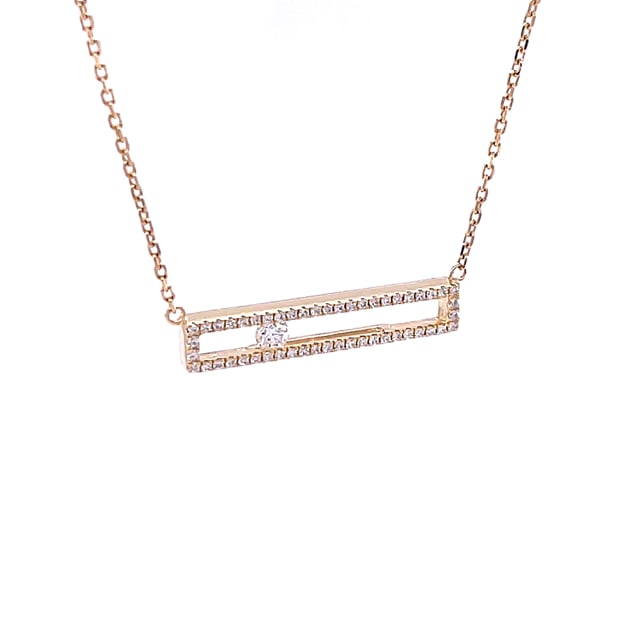 0.30 karaat halsketting in geel goud met zwevende ronde diamant