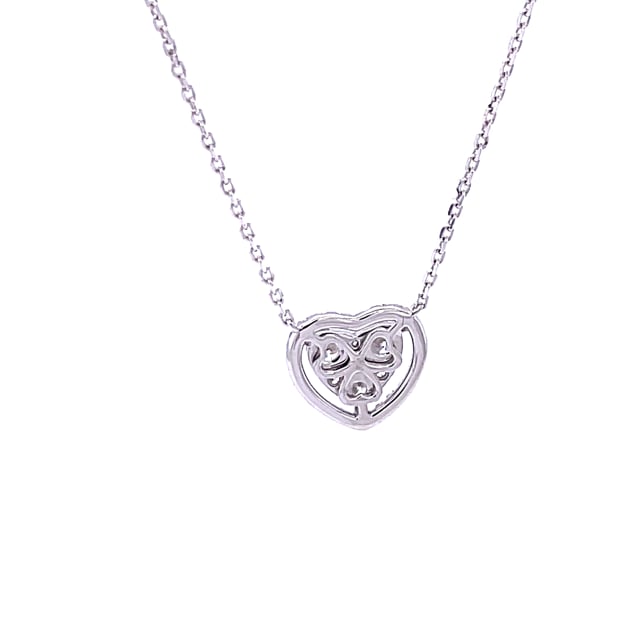 0.65 carat heart-shaped necklace in white gold with round diamonds