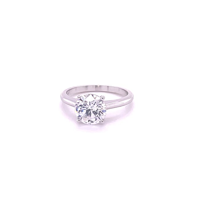 2.00 quilates anillo solitario en oro blanco con un diamante redondo y 4 uñas