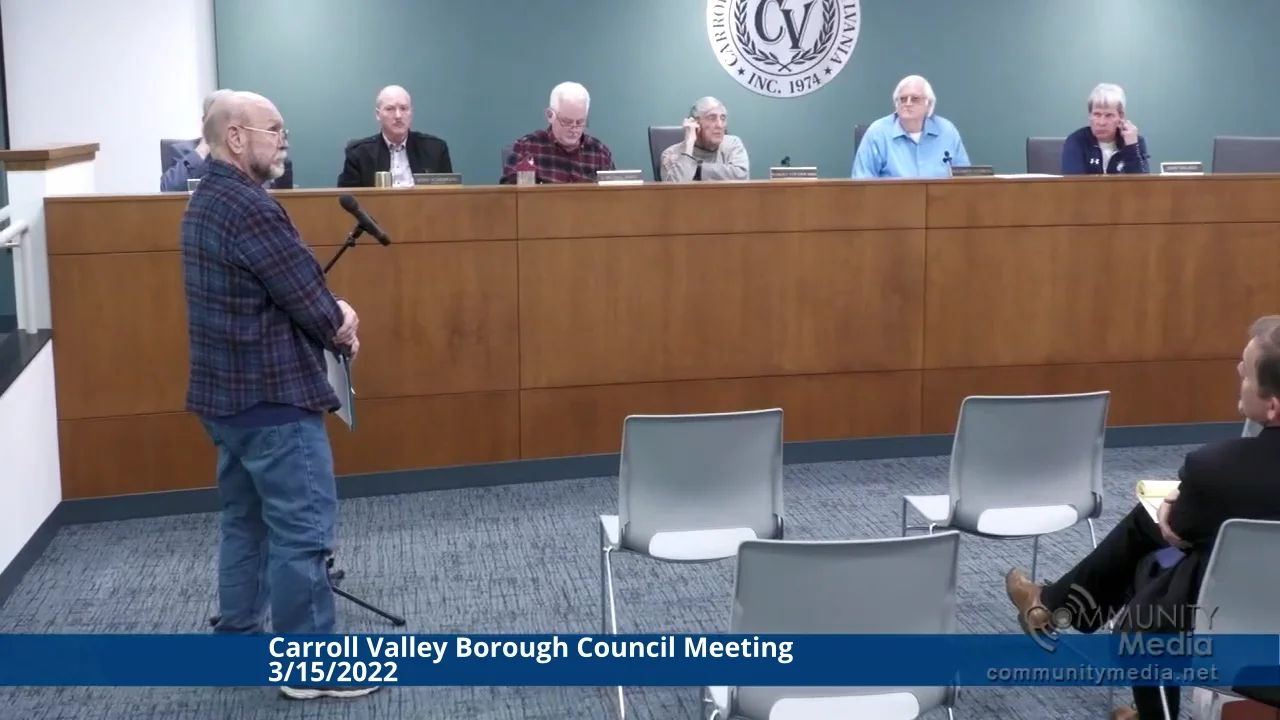 Carroll Valley Borough Council Meeting 3/15/2022 on Vimeo