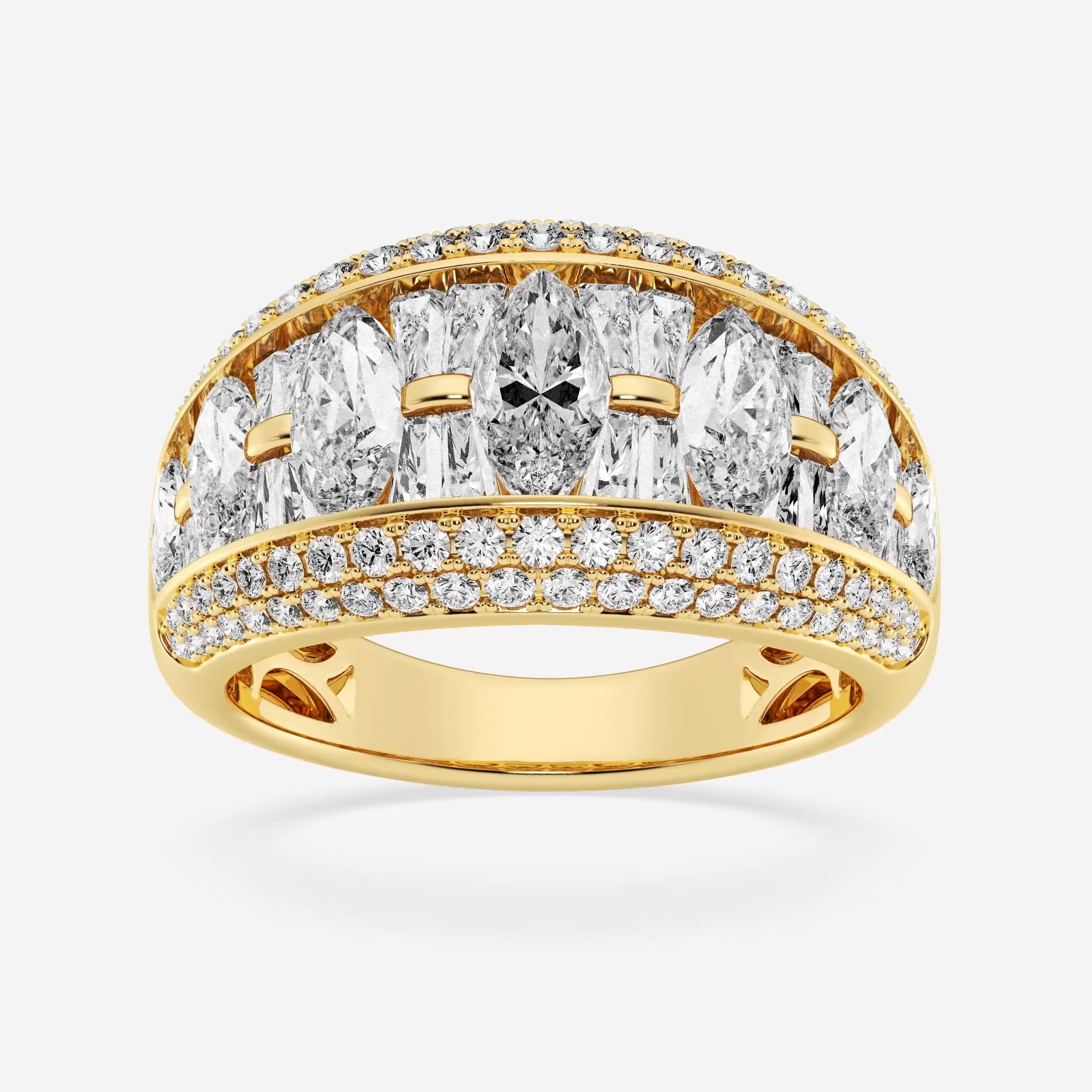 product video for 3 1/6 ctw Marquise and Baguette Lab Grown Diamond Alternating Fashion Band