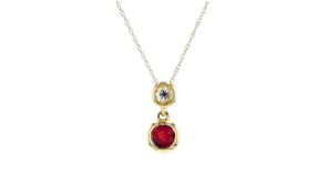 20 Carat Ruby and .12 Carat Diamond Pendant Necklace in 14kt Yellow Gold