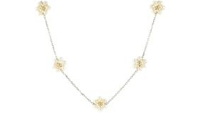 3-3.5mm Cultured Pearl Flower Station Necklace in 14kt Yellow Gold