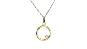 14kt Yellow Gold Circle Pendant Necklace with Diamond Accent