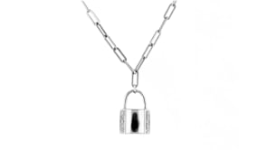 10 ct. t.w. Diamond Lock Pendant Paper Clip Link Necklace in Sterling Silver