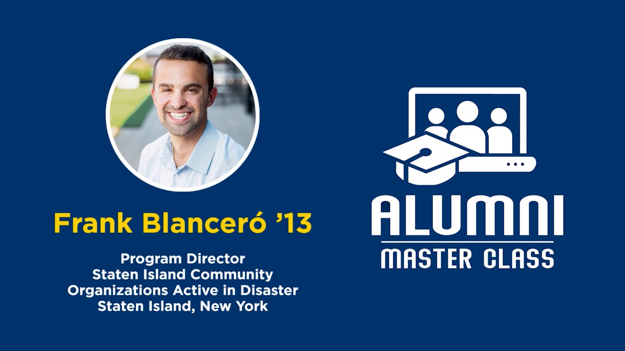 Alumni Master Class: Frank Blancero ’13