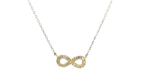 Diamond-Accented Infinity Necklace in 14kt Yellow Gold