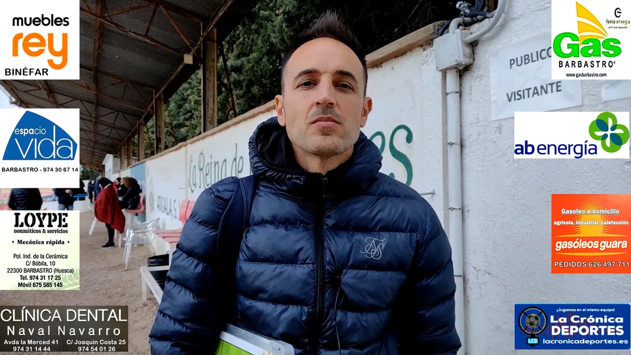 DAVID GIMÉNEZ (Entrenador CD Binéfar) CD Robres 2-0 CD Binéfar / Jornada 28 / 3ª División