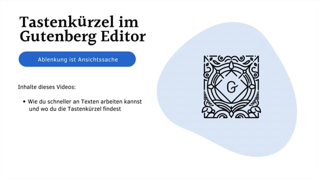Tastenkürzel im Gutenberg