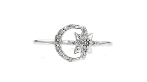 10 ct. t.w. Diamond Moon and Star Ring in Sterling Silver
