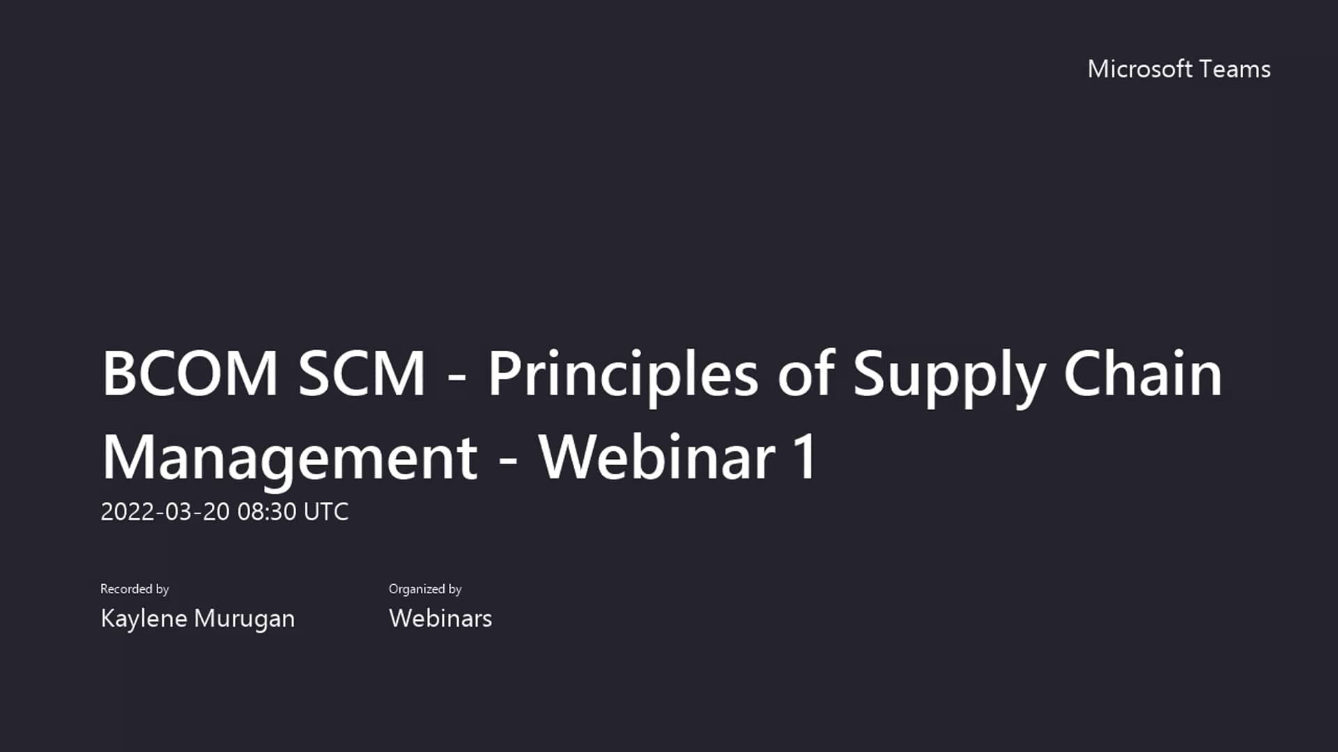 SCM Principles of Supply Chain Management inar 120220320