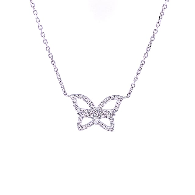 0.30 karaat diamanten design vlinder ketting in wit goud