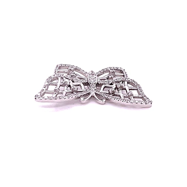 0.90 carat diamond design butterfly brooch in white gold