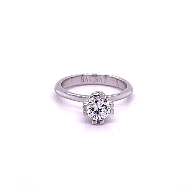 1.00 karaat diamanten solitaire design ring in witgoud met acht griffen