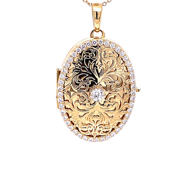 1.70 carat design medallion with small round diamonds in yellow gold