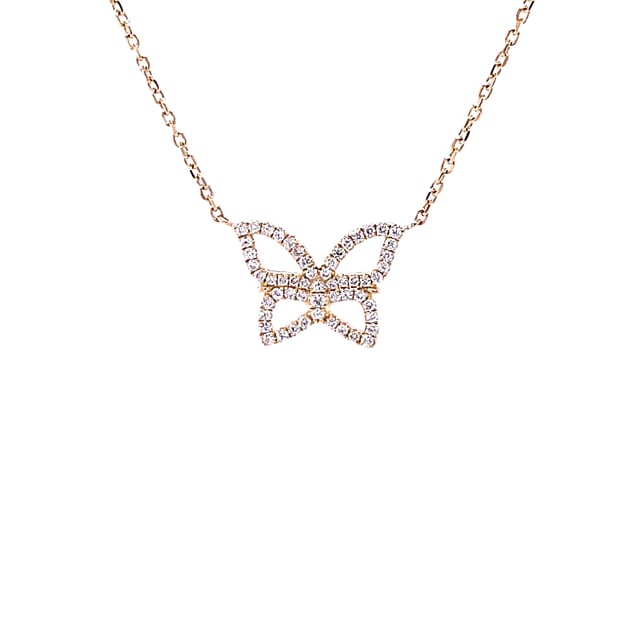 0.30 carat diamond design butterfly necklace in yellow gold
