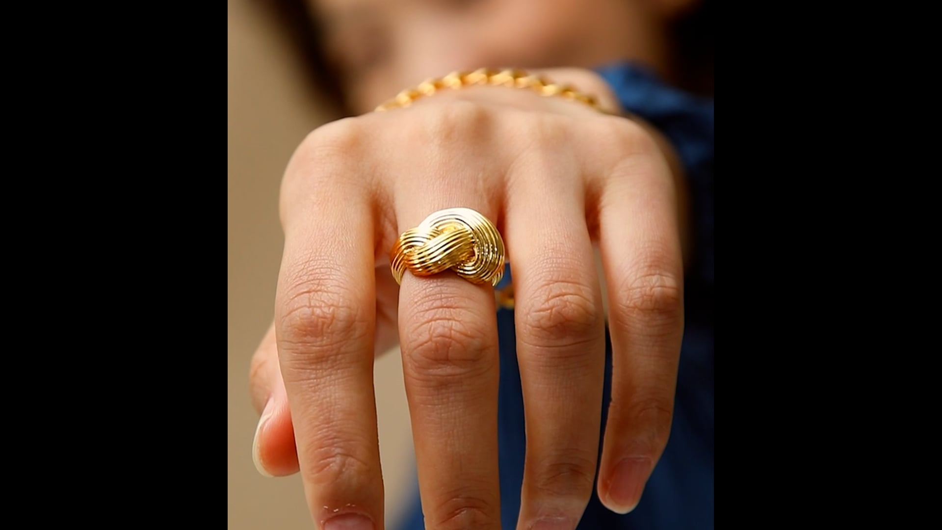 Monica Vinader x Doina Chain Crossover Ring in Yellow Gold