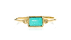 Turquoise and Diamond-Accented Ring in 14kt Yellow Gold