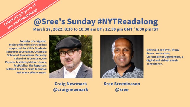 #NYTReadalong | Craig Newmark (Philanthropist)